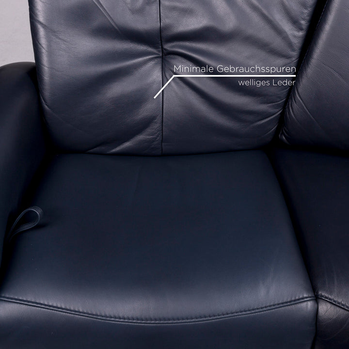 Himolla Leder Sofa Blau Dunkelblau Zweisitzer Relaxfunktion Funktion Trapez Heimkinosofa Couch #10596