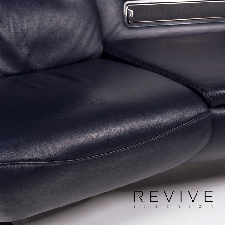 Himolla Leder Sofa Blau Zweisitzer Elektronische Funktion Relaxfunktion Couch #12044