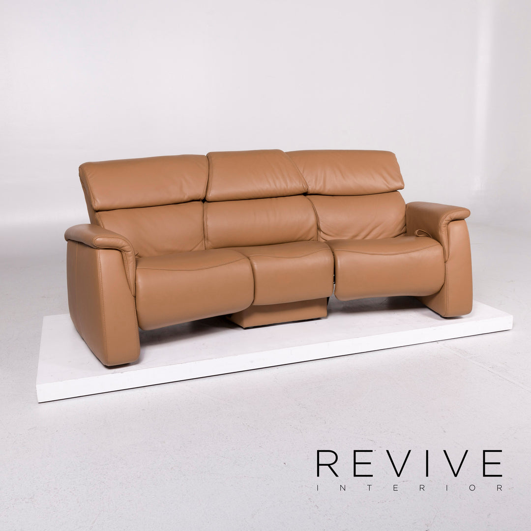Himolla Leder Sofa Cognac Braun Dreisitzer Relaxfunktion Funktion Couch #11825