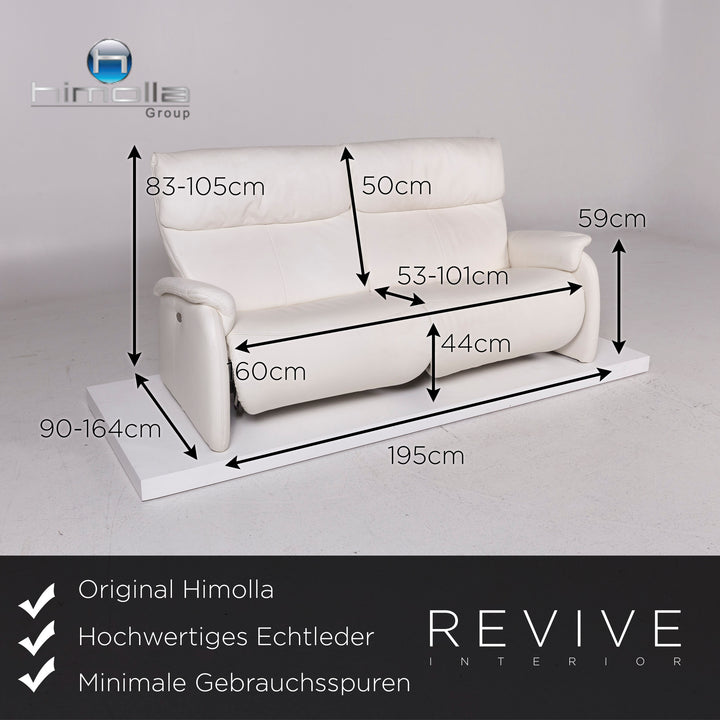 Himolla Leder Sofa Creme Zweisitzer Relaxfunktion Elektrische Funktion #11824