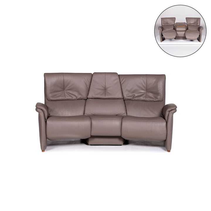 Himolla Leder Sofa Grau Zweisitzer Relaxfunktion Funktion Couch #10578