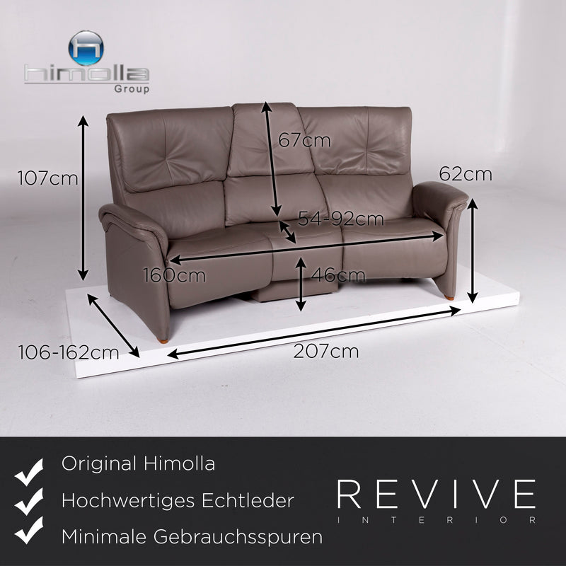 Himolla Leder Sofa Grau Zweisitzer Relaxfunktion Funktion Couch 