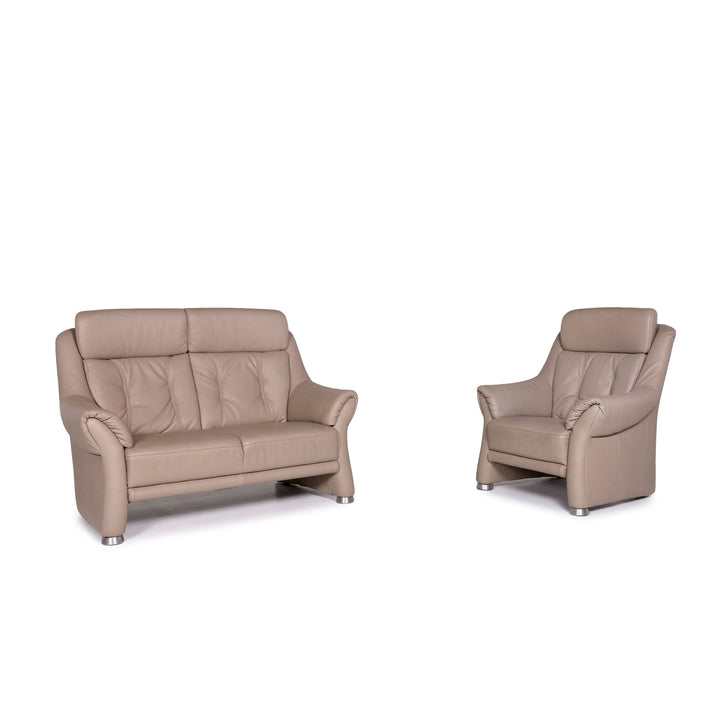 Himolla Planopoly Leder Sofa Garnitur Beige 1x Zweisitzer 1x Sessel #11522