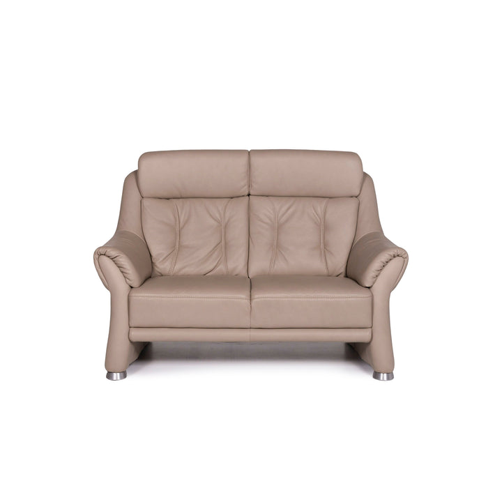 Himolla Planopoly Leder Sofa Grau Beige Zweisitzer Couch #11392