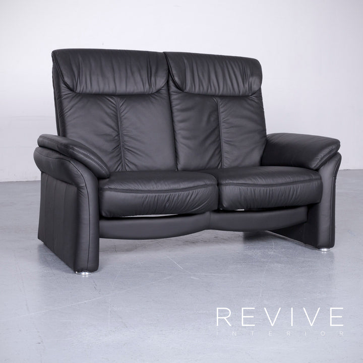 Casada Designer Leder Sofa Schwarz Zweisitzer Couch Funktion Modern Echtleder Ausstellungsstück #3480