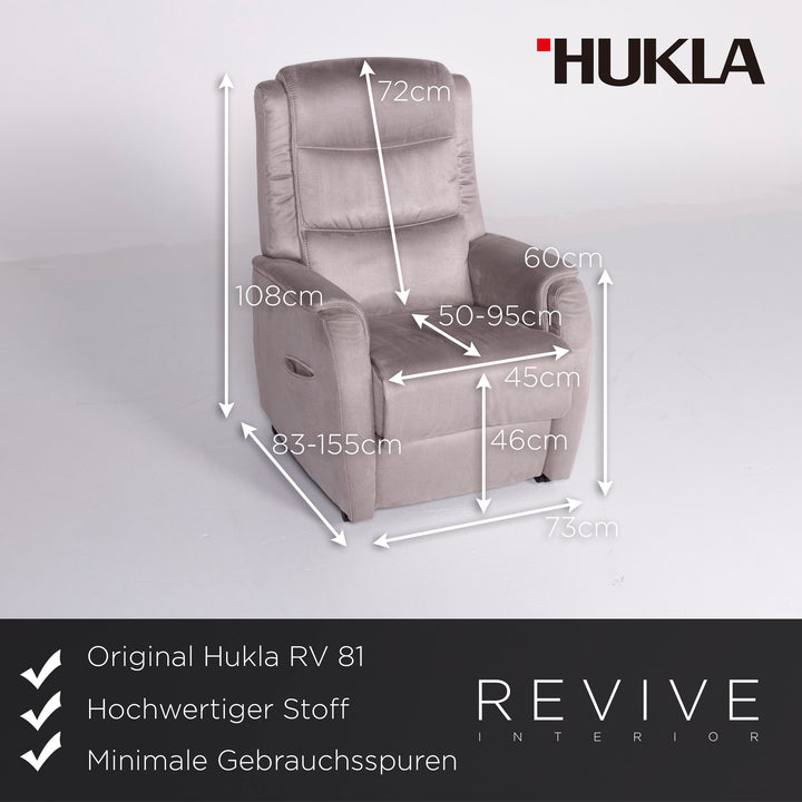 Hukla RV 81 Designer Stoff Sessel Garnitur Grau Stuhl Relax Funktion Aufstehhilfe Aufstehsessel #8558