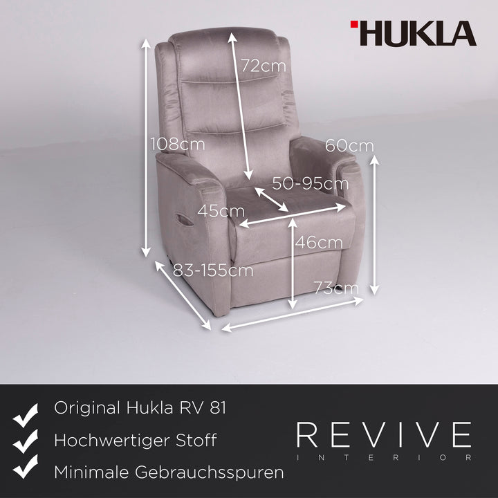 Hukla RV 81 Designer Stoff Sessel Garnitur Grau Stuhl Relax Funktion Aufstehhilfe Aufstehsessel #8558