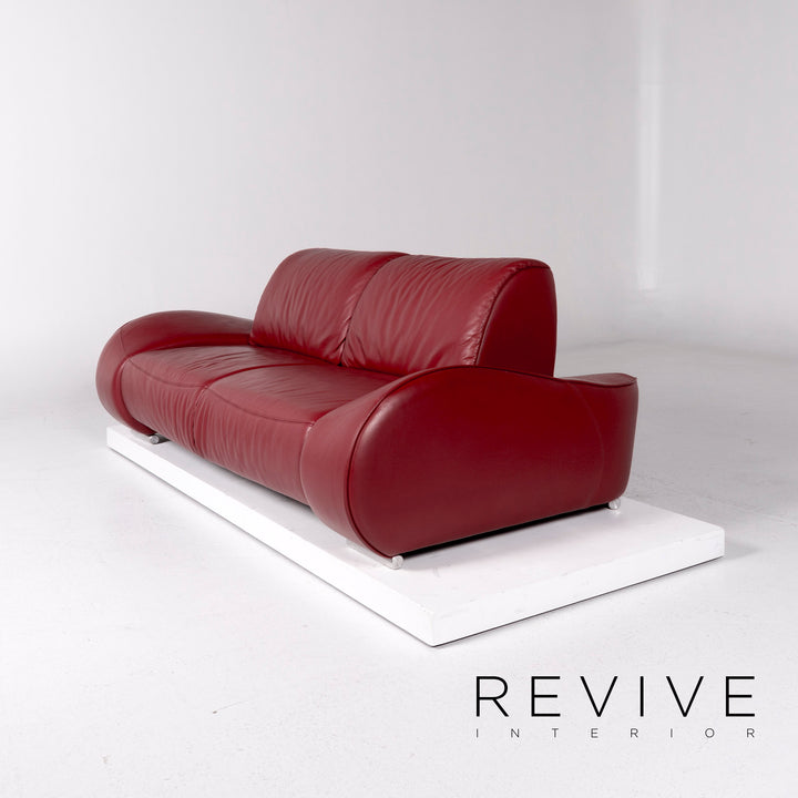 Hummel Leder Sofa Rot Zweisitzer Funktion Couch #10973