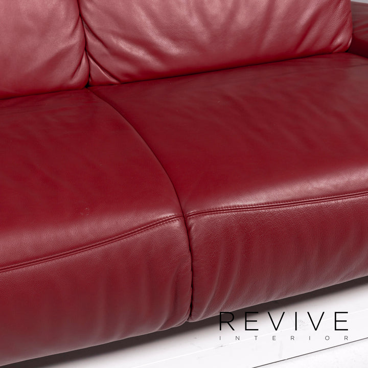 Hummel Leder Sofa Rot Zweisitzer Funktion Couch #10973