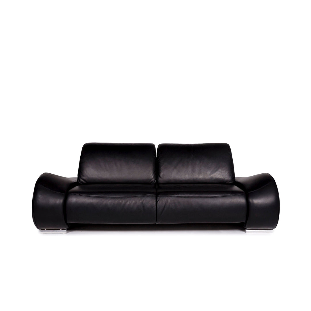 Hummel Leather Sofa Black Two Seater Function Couch #10912