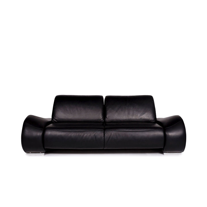 Hummel Leather Sofa Black Two Seater Function Couch #10912