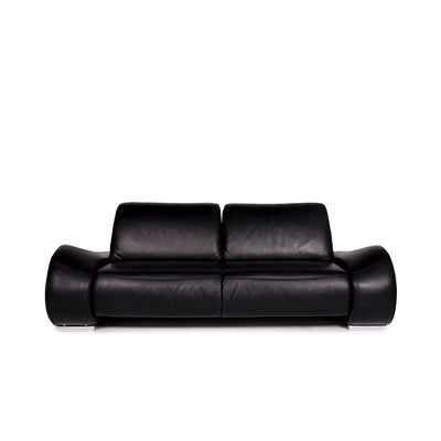 Hummel Leder Sofa Schwarz Zweisitzer Funktion Couch #10912
