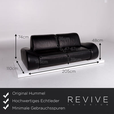 Hummel Leder Sofa Garnitur Schwarz 1x Dreisitzer 1x Zweisitzer Funktion #11059