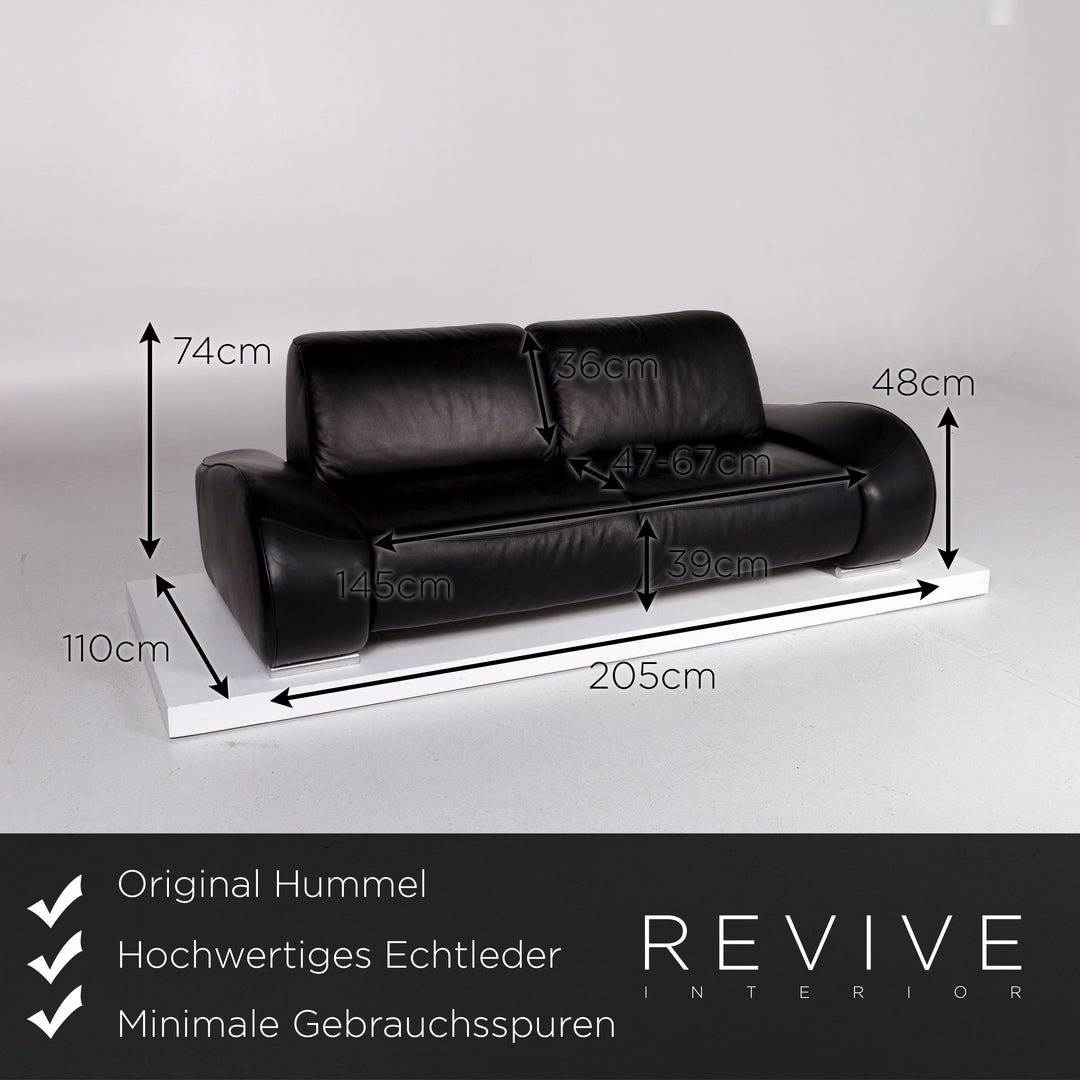 Hummel Leather Sofa Black Two Seater Function Couch #10912