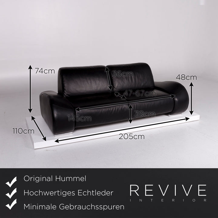 Hummel Leather Sofa Black Two Seater Function Couch #10912