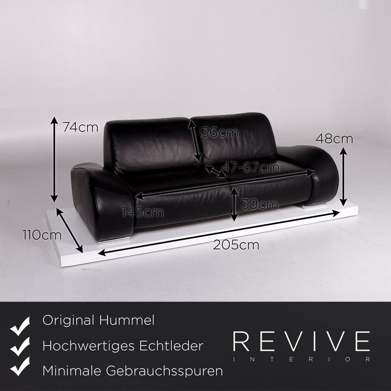 Hummel Leder Sofa Schwarz Zweisitzer Funktion Couch 