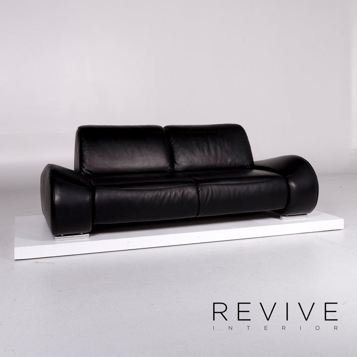 Hummel Leather Sofa Black Two Seater Function Couch #10912