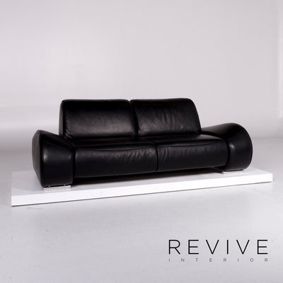 Hummel Leder Sofa Schwarz Zweisitzer Funktion Couch #10912