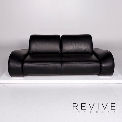 Hummel Leder Sofa Garnitur Schwarz 1x Dreisitzer 1x Zweisitzer Funktion #11059