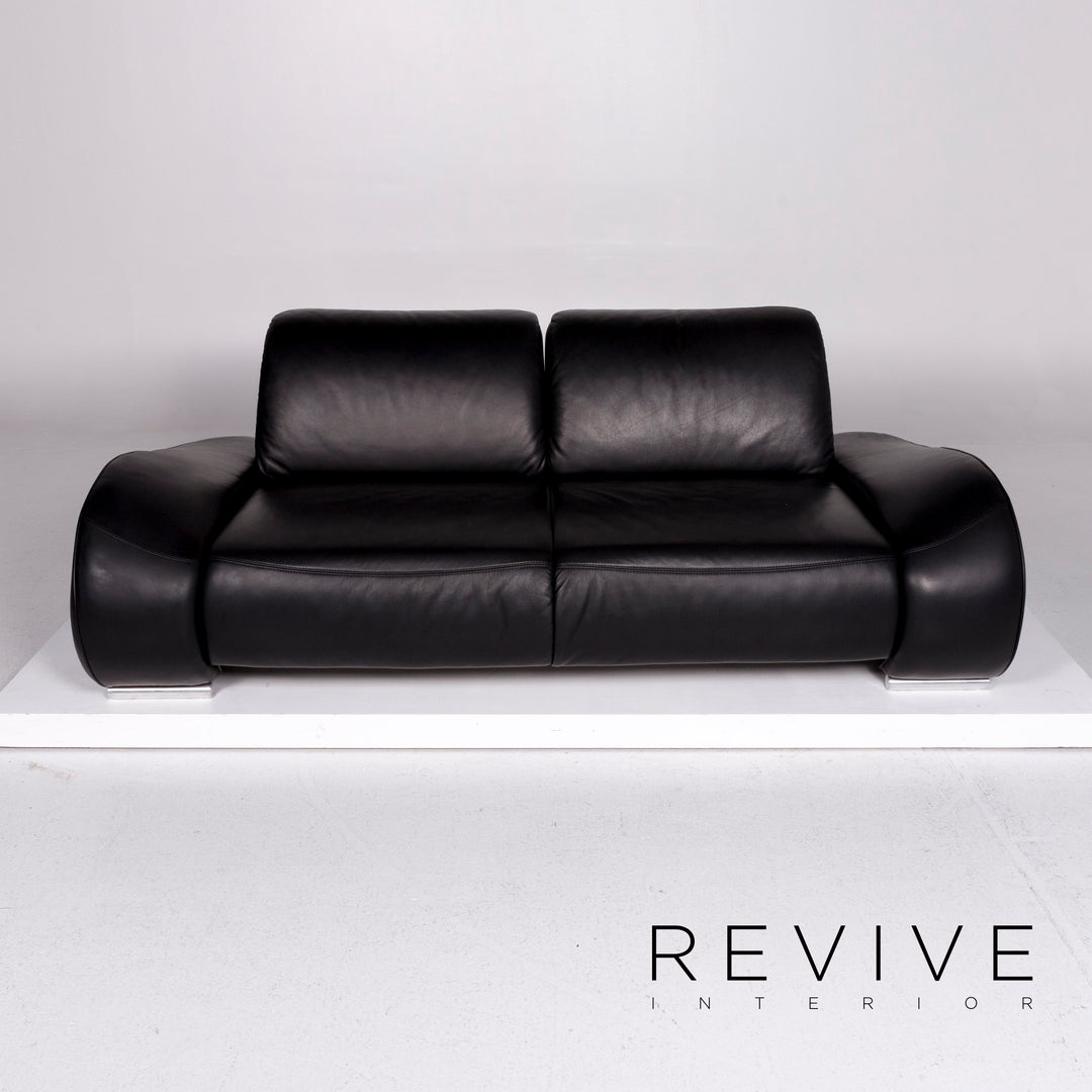 Hummel Leather Sofa Black Two Seater Function Couch #10912