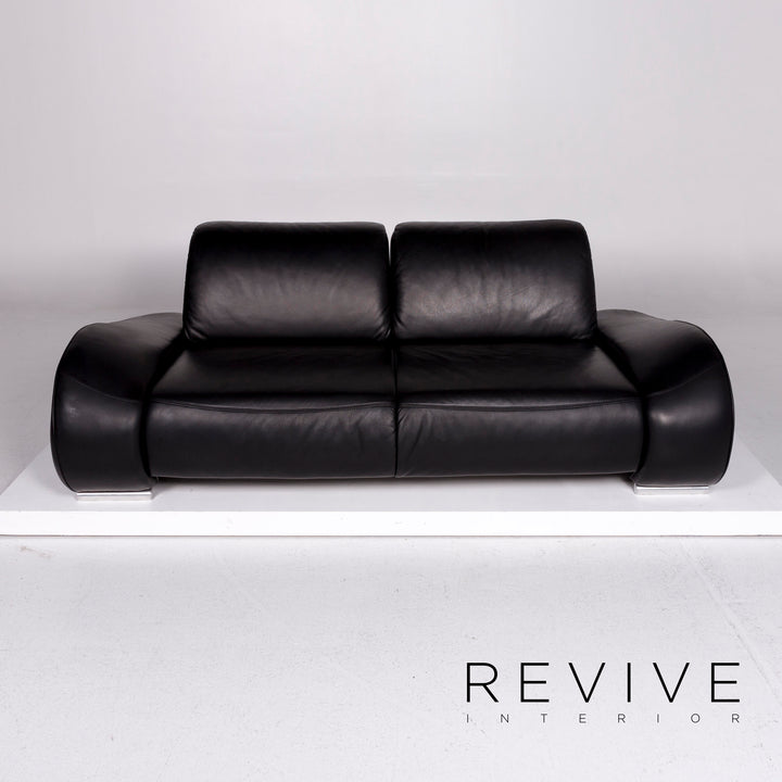 Hummel Leather Sofa Black Two Seater Function Couch #10912