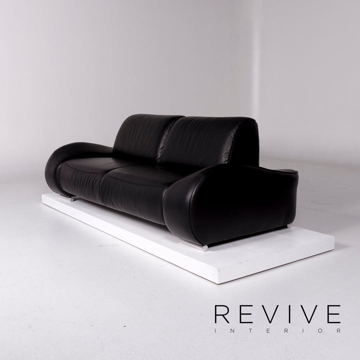 Hummel Leather Sofa Black Two Seater Function Couch #10912
