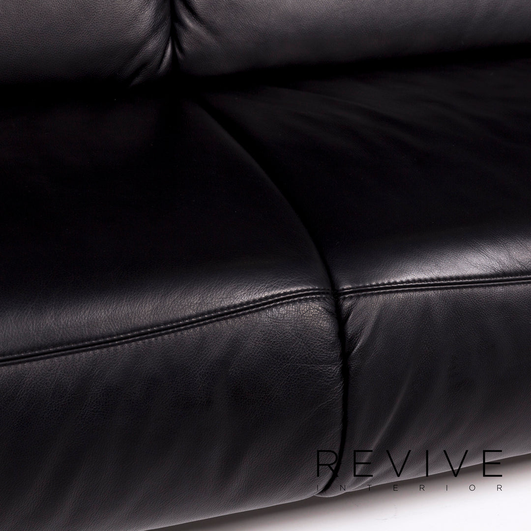 Hummel Leather Sofa Black Two Seater Function Couch #10912