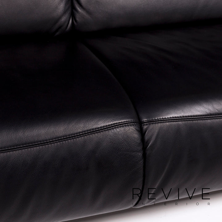 Hummel Leather Sofa Black Two Seater Function Couch #10912