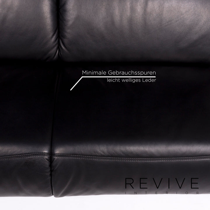 Hummel Leather Sofa Black Two Seater Function Couch #10912