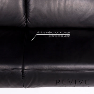 Hummel Leder Sofa Schwarz Zweisitzer Funktion Couch #10912