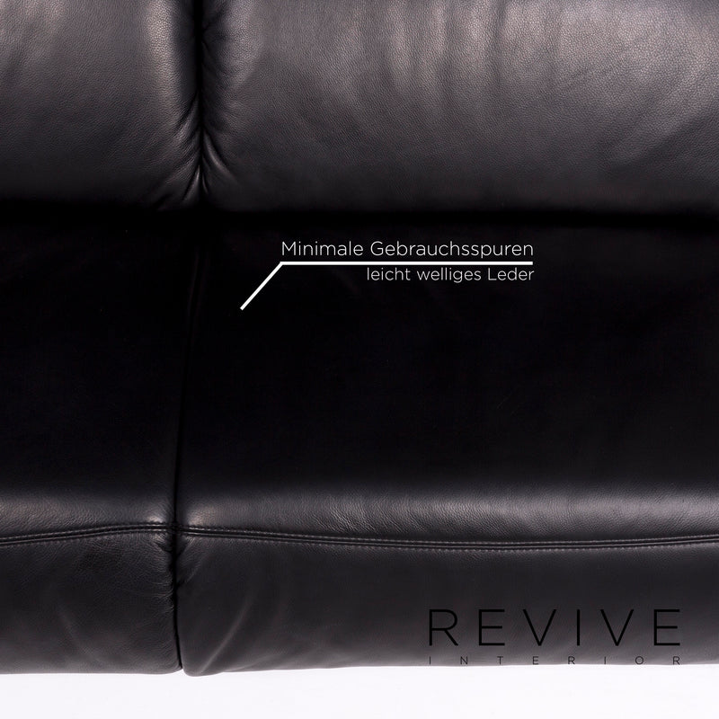 Hummel Leder Sofa Schwarz Zweisitzer Funktion Couch 