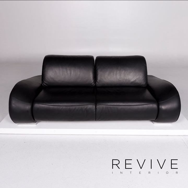 Hummel Leather Sofa Black Two Seater Function Couch #10912