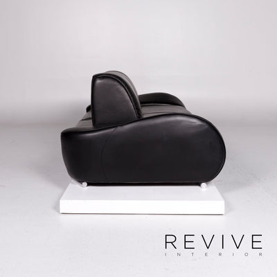 Hummel Leder Sofa Schwarz Zweisitzer Funktion Couch #10912