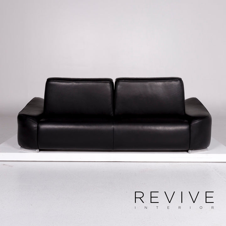 Hummel Leather Sofa Black Two Seater Function Couch #10912