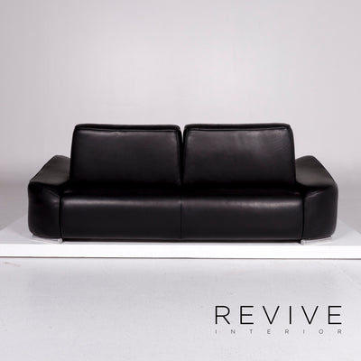 Hummel Leder Sofa Schwarz Zweisitzer Funktion Couch #10912