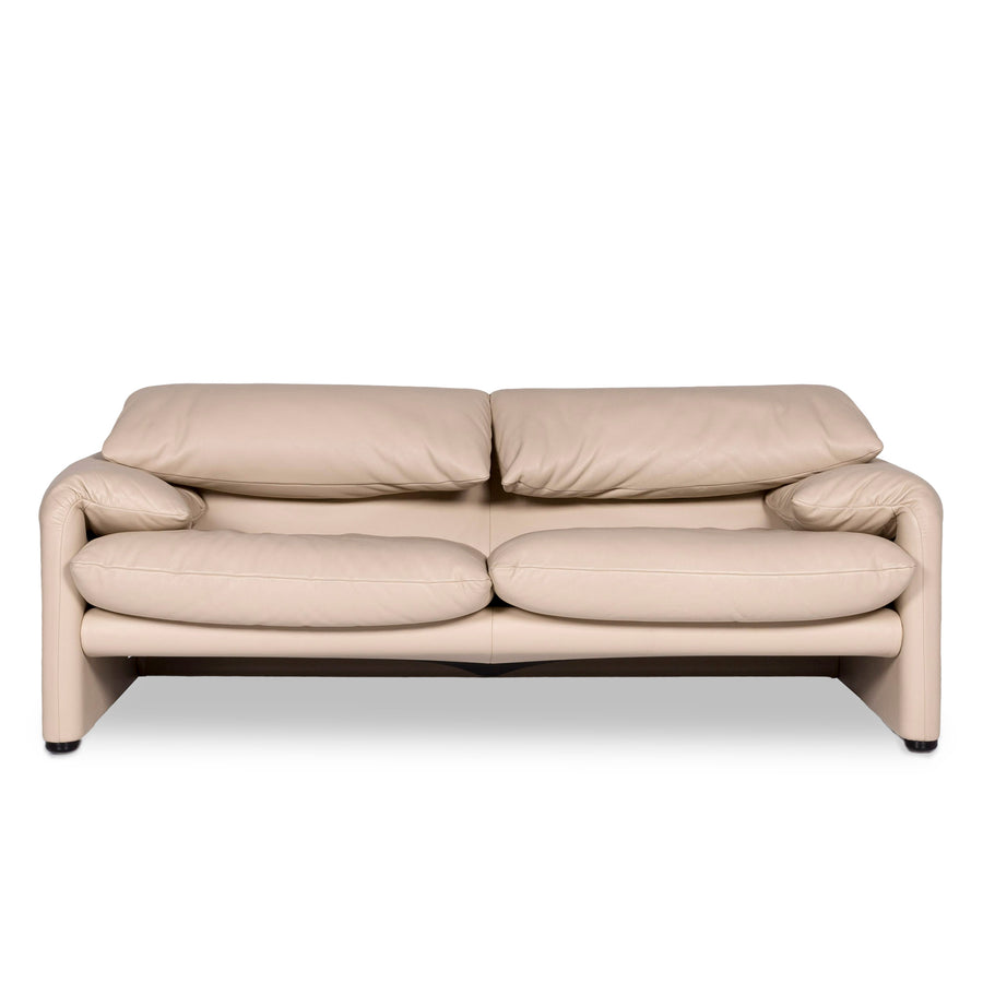 Cassina Maralunga Leder Sofa Beige Zweisitzer Funktion Couch #10111