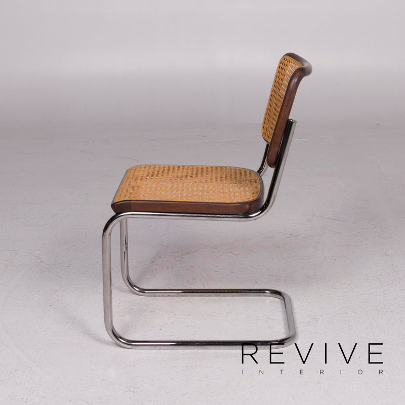 Thonet S32 Holz Stuhl Set Beige Metall 