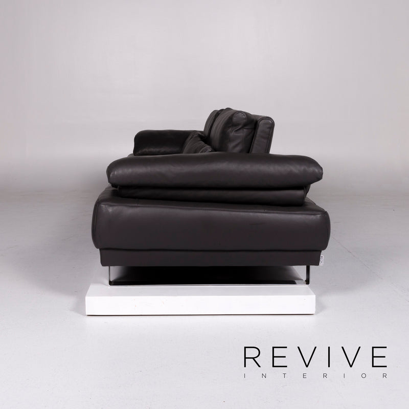 Mondo Designer Leder Sofa Anthrazit Dreisitzer 