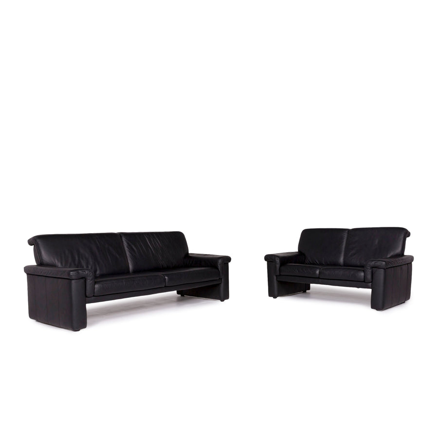 Laaus leather sofa set black 1x three-seater 1x two-seater #11212