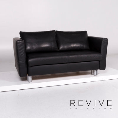 Cramer Leder Sofa Garnitur Schwarz 1x Dreisitzer 1x Zweisitzer #11213