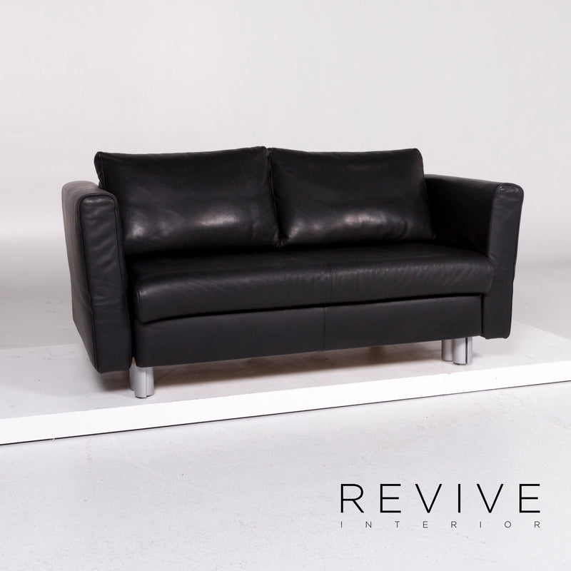 Cramer Leder Sofa Garnitur Schwarz 1x Dreisitzer 1x Zweisitzer 