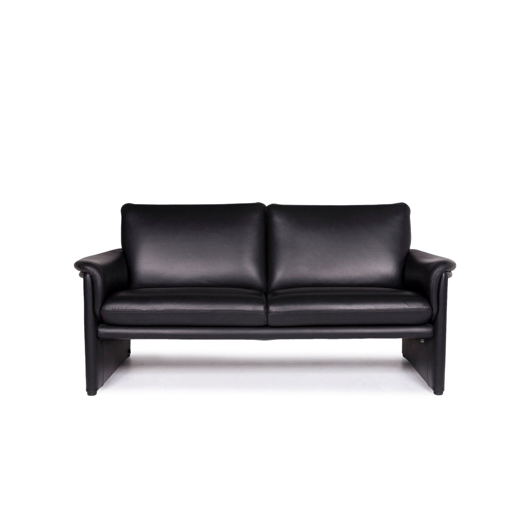 Cor Zento Leather Sofa Black Two Seater Couch #11005