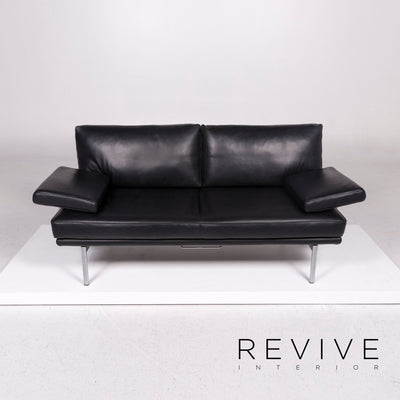 Walter Knoll Leder Sofa Schwarz Zweisitzer Funktion Couch #12004