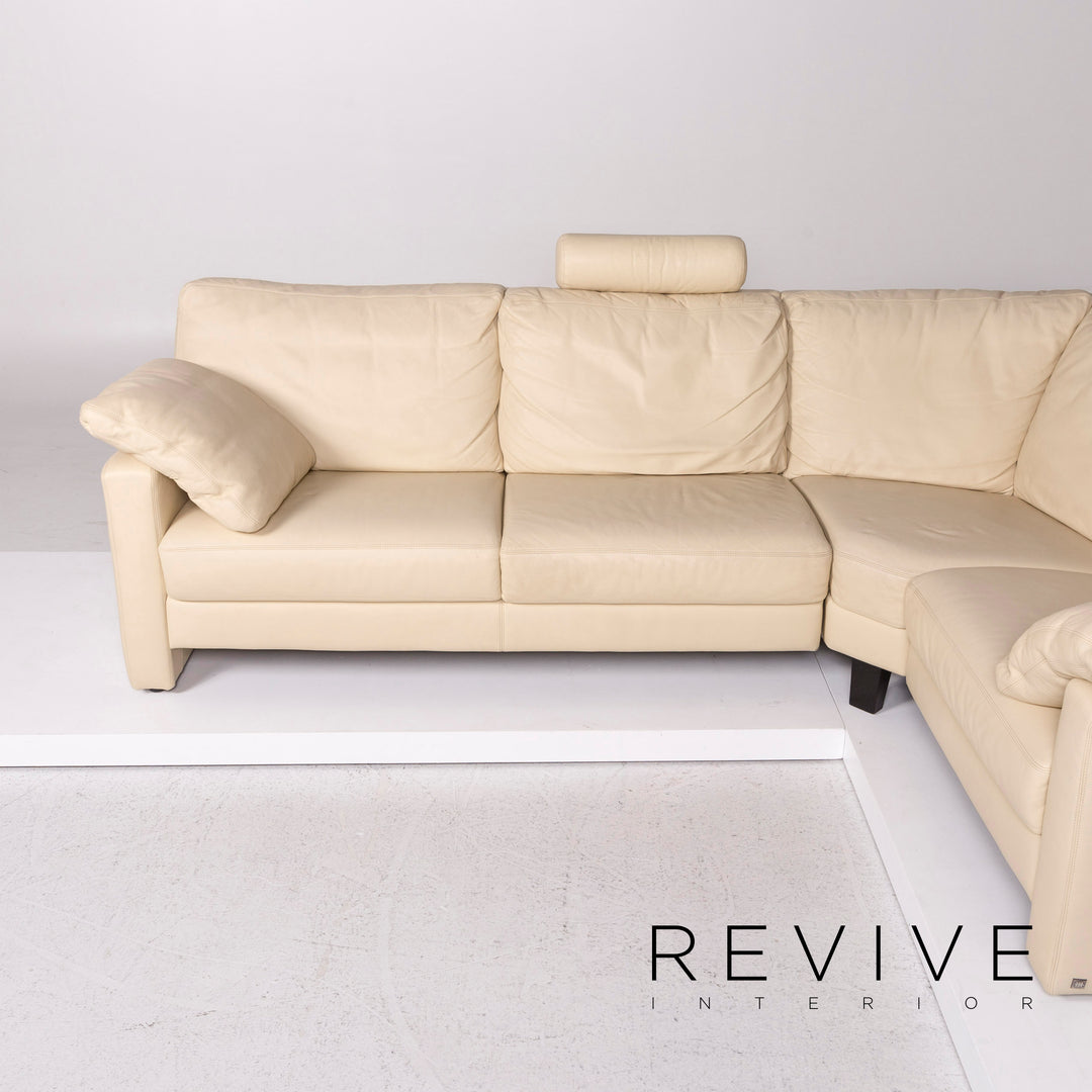 Musterring Leder Ecksofa Creme Sofa Couch #12061