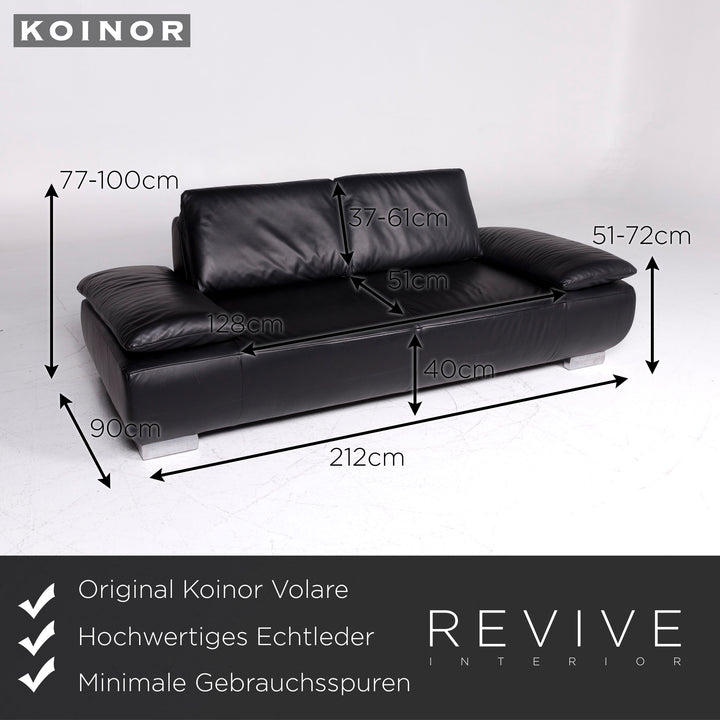 Koinor Volare Leather Sofa Black Two Seater Couch #9177
