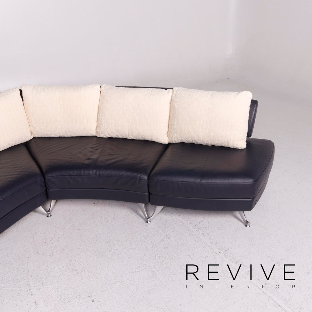 Rolf Benz Leather Corner Sofa Blue Dark Blue Sofa Couch #11915