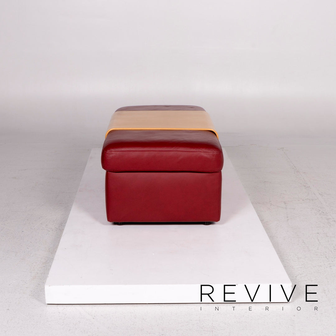 Stressless Pegasus Leather Stool Red Feature Ottoman #11877