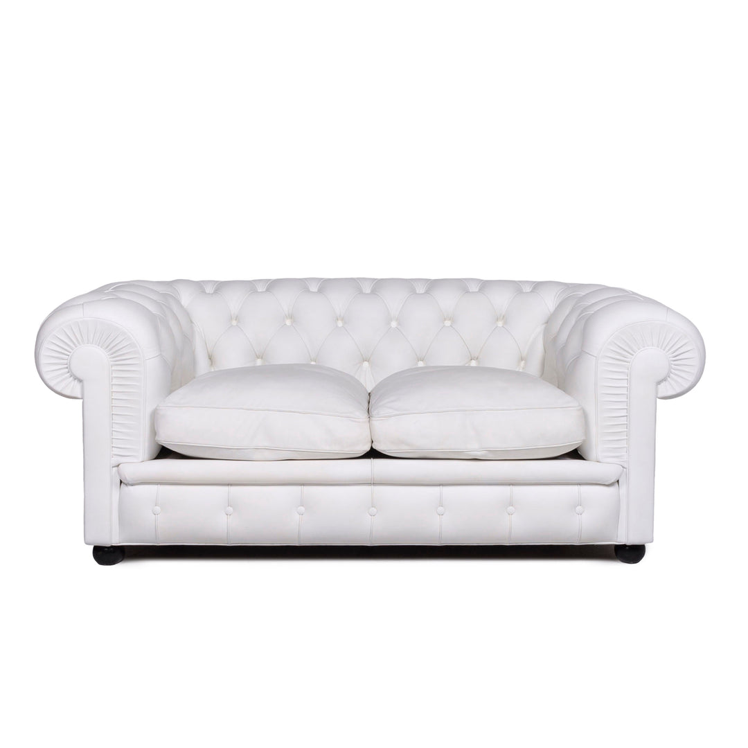 Poltrona Frau Chester Leather Sofa White Two Seater Couch Retro #9223