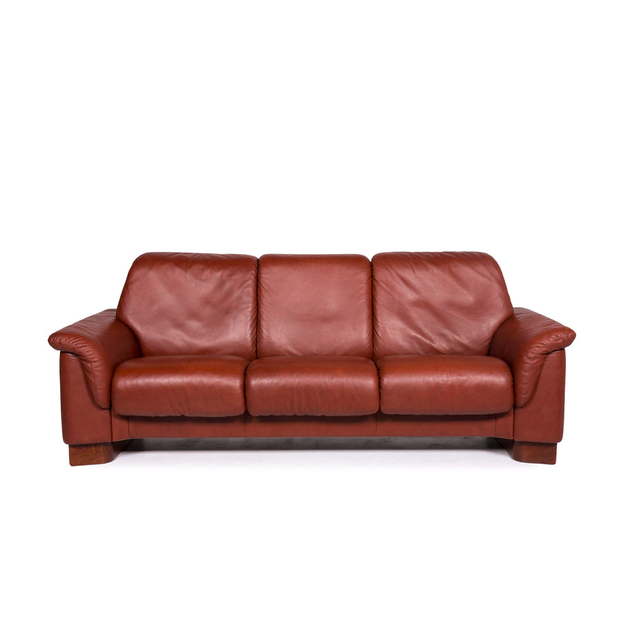 Stressless Paradise Leather Sofa Rust Brown Three Seater Couch #12021