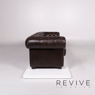 Chesterfield Leder Sofa Garnitur Braun 1x Dreisitzer 1x Zweisitzer Couch #12169